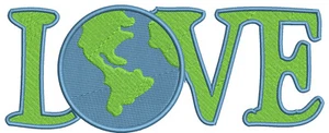 Earth Love Day Planet Heart, Ecology, Recycle Patch Embroidered Iron-On Applique - Picture 1 of 2