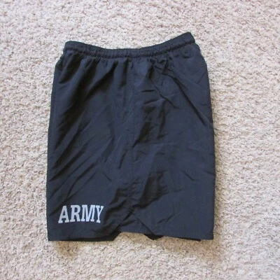 US Army Official Small Black Jogging Running Elastic Waist Shorts Nylon Trunks - Image 1 of 3
