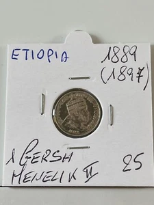 Scegli Etiopia 1 Gersh Menelik Argento II dal 1889 al 1891 Moneta Silver Birr - Foto 1 di 5
