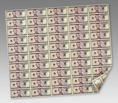 $5 50-NOTE FULL UNCUT CURRENCY SHEET BOSTON 1AFEDERAL RESERVE 2021 SERIES SEALED - Image 1 of 2