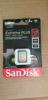New SanDisk 128GB Extreme Plus MicroSD card 150 MB/s With Extreme Capture 4K UHD - Image 1 of 2