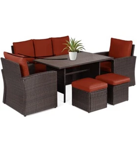 Conversation Wicker Sofa Dining Table, Outdoor Patio Furniture Set w/Modular - Picture 1 of 7