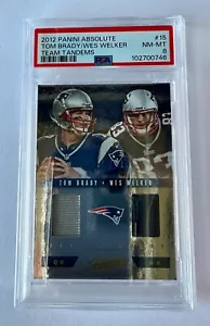 2012 Absolute Tom Brady & Wes Welker PSA 8 Dual Game-Used Jersey Card SSP #19/50 - Bild 1 von 2