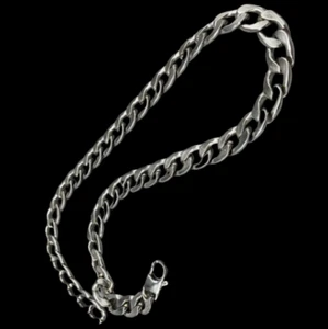 Collana uomo donna catena grumetta piatta in acciaio inossidabile colore argento - Foto 1 di 13
