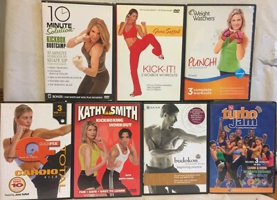 7 workout DVD lot Kickboxing Turbo Jam Janis Saffell weight watchers punch kick - Image 1 of 4