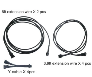 Black Power Lead Extension With RGB 2 Into 1 Plug And Play Y Cable For Rock Led - Foto 1 di 11