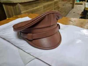 Gorra de motociclista de cuero real suave más fina en todas las tallas - Imagen 1 de 7