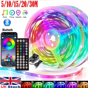 LED Strip Lights 5-30m RGB 5050 Colour Changing Tape Cabinet Kitchen TV Lighting - Picture 1 of 21