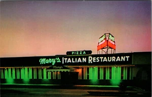 MIAMI, FLORIDA - RESTAURANTE ITALIANO MARY'S POR LA NOCHE - POSTAL DE COLECCIÓN - Imagen 1 de 2