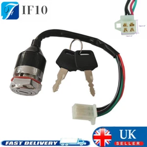 Motorcycle Ignition Switch 4 Pin Ignition Male Plug with 2 Key Switch 4 Wires - Picture 1 of 11