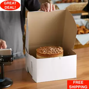 100/Case Bakery Cake Boxes 10" x 10" x 6" White Cake Box Sturdy and Nice Boxes - Picture 1 of 12