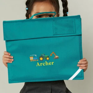 Personalisierte Schulbuchtasche beliebiger Name Text Jungen Mädchen zurück Kinder zur Schule #BTC7 - Bild 1 von 22