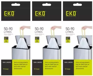 EKO Bin Liners 50-90L Extra Strong Drawstring Bags Size G 30 Liners - Picture 1 of 3