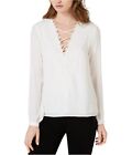 Leyden Womens Lace-Trim Pullover Blouse, White, Small