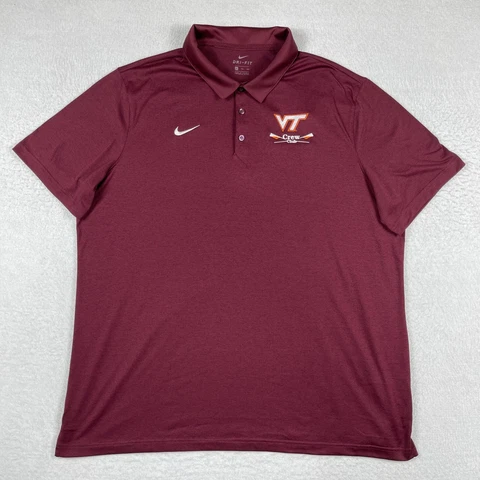 Virginia Tech Polo Shirt Mens XXL Nike Dri Fit Hokies VT Crew Club Rowing NCAA Cover