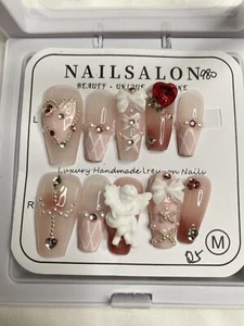 Nails Handmade press on nails 3D size M 10pc - Picture 1 of 5