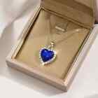 Elegant Rhinestone Crystal Blue Heart Pendant Necklace