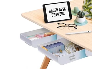 2 Pack Under Desk Storage Plastic Desk Accessories Slide Out Desk Drawer Atta... - Picture 1 of 7