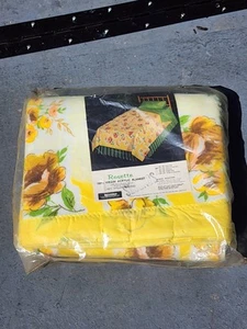 NOS Rosette Blanket Firmnap Yellow Orange Floral Blanket 72x90 Seconds 70's - Picture 1 of 3