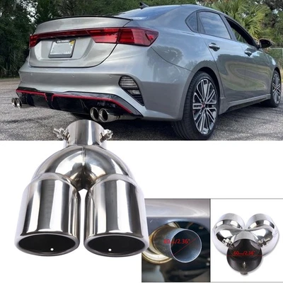Caliber Car Rear Dual Outlet Exhaust Muffler Tips For Kia Forte GT - Image 1 of 4