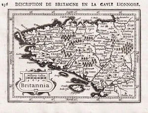 Bretaña Bretaña Bretaña Francia mapa mapa mapa carta Bertius Hondius grabado 1618 - Imagen 1 de 1