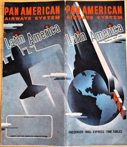 PAN AM Timetable March-May 1941 Latin America with Large route map Inside - Picture 1 of 3