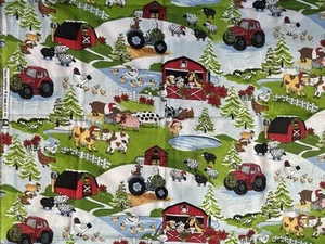 Christmas cotton fabric from Fabric Traditions with festive farm animals 3 Yds - Picture 1 of 2