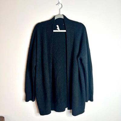 Cárdigan Suéter Vince Negro Lana Cachemira Frente Abierto Minimalista Silencioso Lujo XL Foto 1 de 4