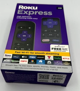 Reproductor multimedia de transmisión Roku Express 3960RW HD Wi-Fi con control remoto negro - CAJA ABIERTA - Imagen 1 de 6