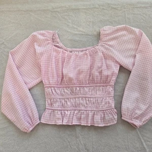 Art Class Junior Check Smocked Balloon Sleeve Blouse L 10/12 Cottagecore Prairie - Picture 1 of 14