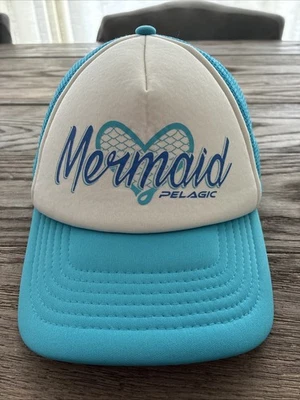 Sombrero de camionero de espuma para mujer PELAGIC ajustable turquesa corazón de sirena a presión espalda Foto 1 de 4