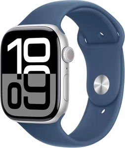 Apple Watch Gen 10 Series 10 46mm Silver Aluminum - Denim Sport Band MWWM3LW/A - Picture 1 of 2