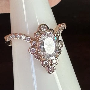 Bomb Party Ring- Simulated Clear CZ- Size 7- Rose Gold Plated - Picture 1 of 6