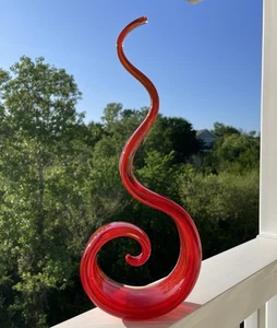 1990'S Murano swirl glass dancing red orange fire flame sculpture vintage  - Picture 1 of 8