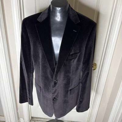 Blazer Hugo Boss Hombre Negro Rayas TERCIOPELO 2 Botones S/B 46L Foto 1 de 4