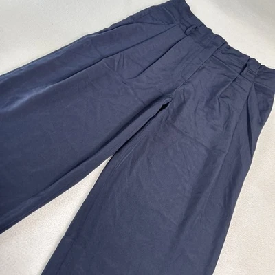 Michael Kors Women's Size L NWT Wide Leg Cropped Paperbag Pants Midnight Blue - Image 1 of 4