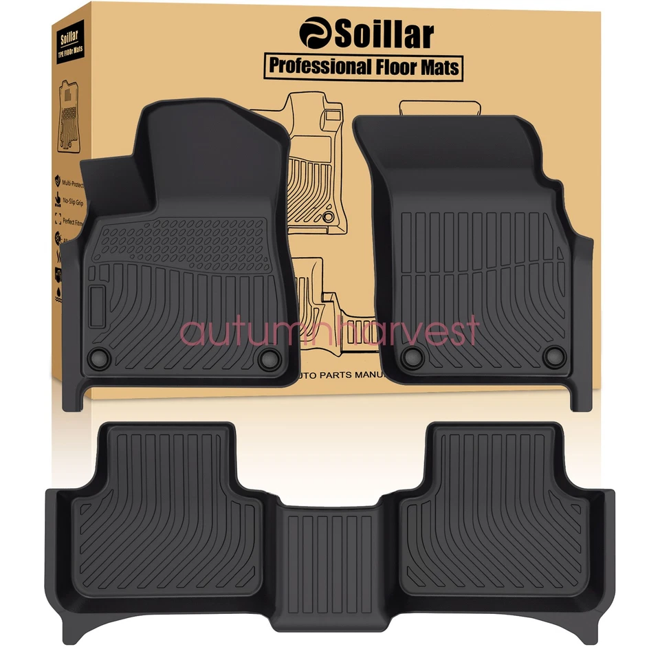 TPE Floor Mats Liner For 2017-2025 Audi Q7 / 2019-2024 Audi Q8 Front-Rear Black - Image 1 of 4