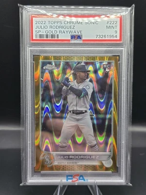 2022 Topps Chrome SP #222 Julio Rodriguez Gold Raywave #/50 PSA 9 MINT - Image 1 of 2