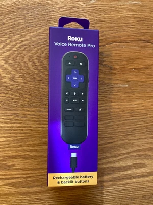 NEW! Roku VOICE REMOTE PRO Rechargeable & Backlit Buttons 2nd Edition