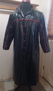 Cappotto costume vintage lungo nero rosso trench impermeabile gotico alternativo cosplay M - Foto 1 di 23