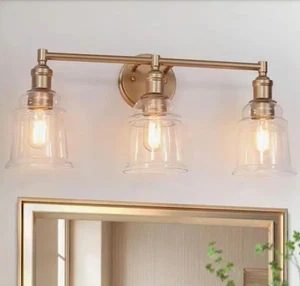Uolfin Modern Gold Bathroom Wall Sconce, 23 in. 3-Light Farmhouse Vanity Light - Picture 1 of 3