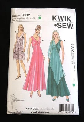 RETRO KWIK SEW 2000s DRESS AND SHAWL PATTERNS 3382 SIZES XS to XL - Image 1 of 3