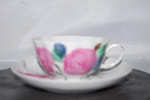 Teetasse 2tlg. prächtige Blumen UdSSR russisches Porzellan Dulevo  - Bild 1 von 4