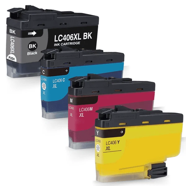 Compatible Brother LC406XL Ink Cartridge 4-Pack – High Yield - Image 1 of 1