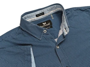 Buttercloth Icy Cotton Hemd Herren XL Blau Geometrisches Muster Kurzarm Knopfleiste - Bild 1 von 12