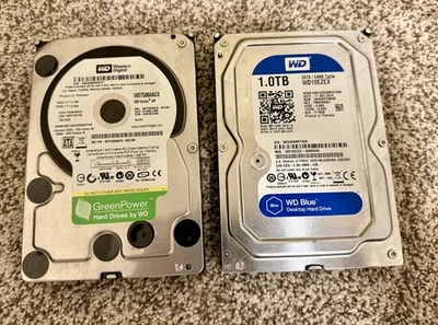 Western Digital Blue 1TB AND Caviar Green 750GB SATA HDD Desktop Hard Drives - Image 1 of 4