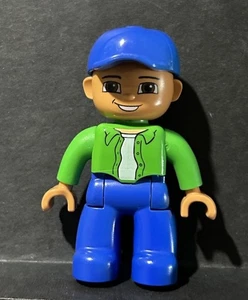 Lego Duplo Figure - Male Farmer W/ Blue Cap/Green Shirt/Blue Pants - Picture 1 of 2