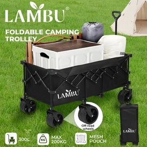 Lambu Folding Wagon Cart 300L Garden Outdoor Camping Shopping Trolley Wheels - Picture 1 of 12