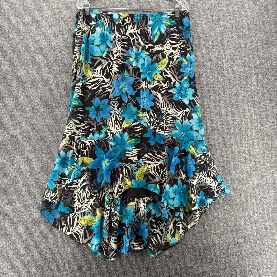 Chicos Y2K Skirt Womens XL Blue Floral Mesh Ruffle Fit Flare Fairy Core Whimsy - Image 1 of 4