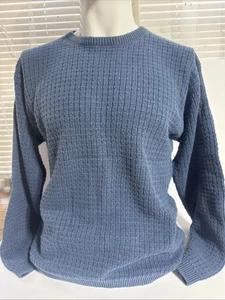 Vintage Christopher Rang Pullover M Blau Leinen/Baumwolle Zopfmuster Langarm - Bild 1 von 6